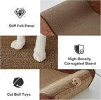 ZOMISIA 2 Pack 26'' Cardboard Cat Scratcher Bed - Large Scratcher Couch for Indoor Cats, Orthopedic Scratching Board, Lounger Scratching Couch with Bells