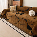 Couch Cover Washable for Dogs, Chenille Loveseat Sofa Covers Pet Friendly Marble Patterned Couch Covers Thick Dark Brown Soft Slipcover, 71" x 118"