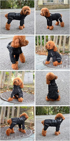 Lovelonglong Waterproof Dog Raincoat – 4-Leg Full Body Dog Rain Suit with Reflective Strips & Leash Opening, Outdoor Dog Jacket for Rainy Weather