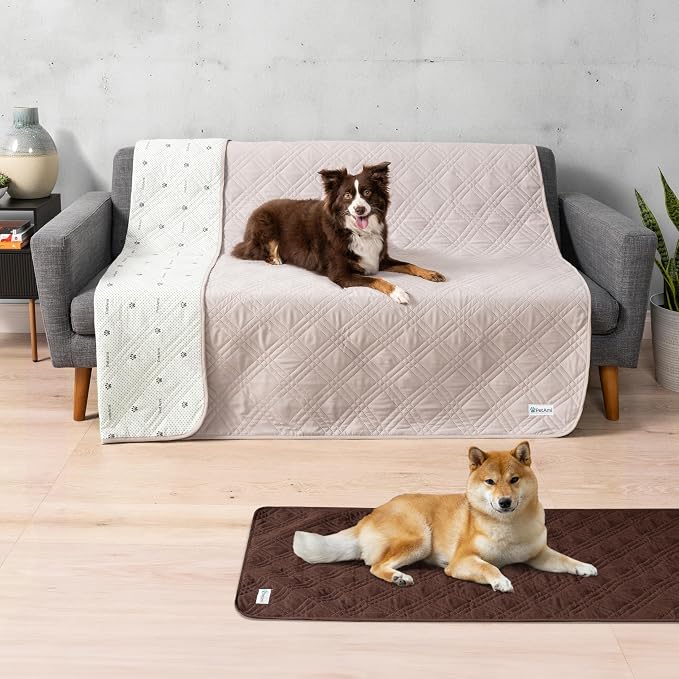 PetAmi Waterproof Couch Cover for Dog Nonslip Bed Sofa Blanket, 52x82 Beige | Leakproof Furniture Protector for Pet Cat, Machine Washable Pee Proof Mat for Chair Car Seat, Durable & Anti Slip Backing
