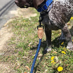 Mile High Life Dog Leash with Genuine Leather Connection, 6 FT/5 FT/4 FT | Rope Leash, Heavy Duty 360° Swivel Metal Clasp, for Small Medium & Large Dogs (Blue, 48 Inch)