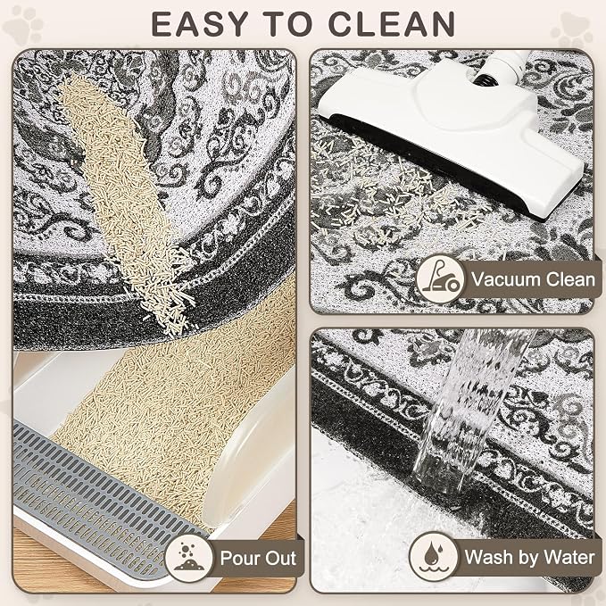Unicorn Catcher 33"x22" Cat Litter Mat Non-Slip Washable Litter Box Mat | High-Density PVC Litter Catcher Mat Efficiently Traps Scattered Litter From Paws To Keep Floors Clean