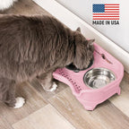 Neater Feeder Express Mess Proof Cat Bowls Elevated, No Spill Feeding Station, Stainless Steel Dishes for Food and Water, Raised Bowls for Indoor Cats, No Fatigue Whisker Friendly Dish, Pink