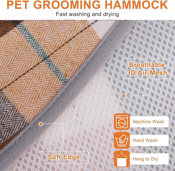 BEAUTYZOO Dog Grooming Hammock for Small Dogs/Cats, Nail Trim Restraint, S | Dog Hanging Harness for Nail Trim, Adjustable Hook & Loop, Soft Neck Support/Dual Safety Straps for Stress-Free Grooming
