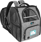 PetAmi Expandable Dog Backpack Carrier for Cats & Pets, Breathable Cat Carrier Backpack with Top Window & Multi-Entry, Ventilated Foldable Travel Carrier for Small Medium Pets up to 18 lbs, Light Gray