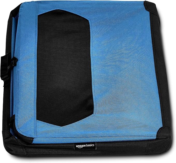 Amazon Basics Folding Portable Soft Pet Dog Crate Carrier Kennel, 36 x 24 x 24 inches, Blue
