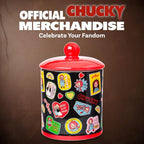 Silver Buffalo Chucky and Tiffany Sticker Badges, Ceramic Cookie Jar | Pattern, Snack, Large Size