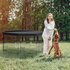 Artmalle 30-Inch Dog Playpen with Top Cover, 8-Panel Rustproof Fence | 30-inch rustproof 8-panel dog playpen with mesh top cover, foldable setup and flexible shapes for indoor or outdoor use.