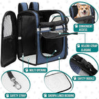 PetAmi Dog Backpack Carrier for Cats, 4-Way Entry Ventilated, 18lbs Max | Sherpa Bed Included, Foldable Load-In Top, Safety Reflective Strap, Breathable Mesh, Poop Bag Dispenser, Padded Back Support