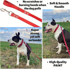 Leather Dog Leash 6 ft x 3/4 inch - Soft, Strong, Heavy Duty for Large & Medium Breeds - Dog Lead for Walking & Training (Red, L - 6 ft x 3/4 inch)