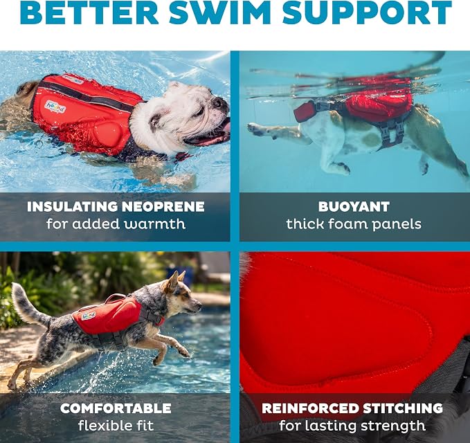 Outward Hound Dawson Swim Red Dog Life Jacket, Medium