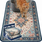 Hompet Cat Litter Mat 2 Pack, 24x36 Large Machine Washable Trapping Mats for Cats, Super Absorbent & Urine-Proof Cat Litter Box Mat for Floor, Waterproof & Non Slip Kitty Litter Rug