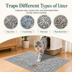 Yimobra Cat Litter Mat, Easy Clean Trapping PVC Mat with Waterproof Backing and Non Slip Bottom, Scatter Control Pad for Litter Box, 24"x20", Grey