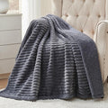 Waterproof Calming Dog Blanket for Large Dogs, Noiseless Soft Plush Pet Blanket for Bed, 500GSM Thick Faux Fur Pet Throw, Cozy Couch Furniture Protection Washable, Charcoal Grey, 50x60IN