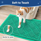 Smiry Cat Litter Box Mat 30x17, Non-Slip Water Resistant Litter Trapping Mat, Easy Clean Less Waste and Urine-Locking Cat Carpet for Indoor, Green