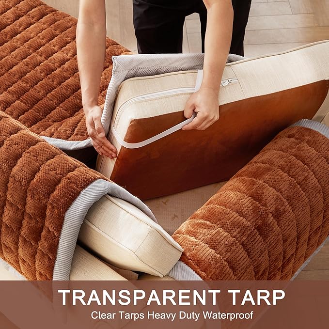 Couch Cover for Dogs Washable,Anti-Slip Back Cat Mat Pet Pad Blanket for Furniture Protector,Fuzzy Pet Sofa Cover for 3 Cushion Couch Sofa Pets Friendly (Curry, 1pc/36"x58"/Seat Cover)