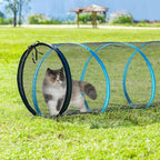 Cat Play Tunnel-for Indoors and Outdoors,Cat Tunnel Outdoor, Kitty Outdoor Enclosure, Cat Enclosures Easy to Connect with Two Zipper Doors,Product Size 59'' x 18'',3pcs /Set,Blue,3 Packs