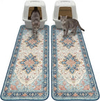 Hompet Cat Litter Mat 2 Pack, 20x60 Large Machine Washable Trapping Mats for Cats, Super Absorbent & Urine-Proof Cat Litter Box Mat for Floor, Waterproof & Non Slip Kitty Litter Rug