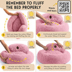 PetJett XL Dog Beds for Large Sized Dog - 45'' Extra Large Dog Bed, Anti-Slip & Washable Super Soft Round Donut Bed, Fluffy Faux Fur Anti-Anxiety Premium Comfort Pet Bed, Fits Dogs up to 120 lbs