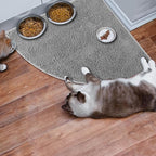Tinideya Corner Cat Litter Mat 31"x 31" Kitty Litter Box Trapping Mat Large Waterproof Corner Rug Non Slip, Easy Clean, Machine Washable(Light Gray)