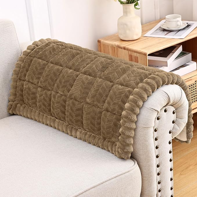 Smiry Couch Cover for Dogs, Non Slip Fuzzy Pet Sofa Arm Covers Washable | Sofa Slipcovers for Armrest & Backrest, Soft Thick Furniture Protector for Cats Dogs, Against Fur, Dirt (20"x24", 2 Pack)