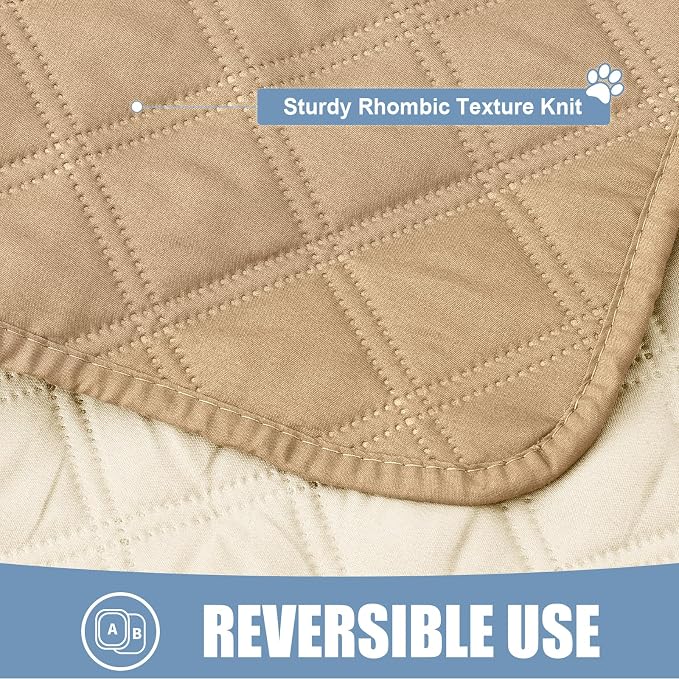 Smiry Waterproof Reversible Dog Bed Cover Pet Blanket | Pet Friendly, Soft Fabric, Washable Dog Blanket for Furniture Bed Couch Sofa, Checkered (82"x102", Camel/Beige)