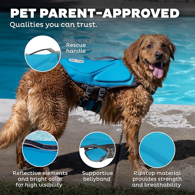 Outward Hound Dawson Swim Blue Dog Life Jacket, XS