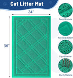 Smiry Cat Litter Box Mat 36x24, Non-Slip Water Resistant Litter Trapping Mat, Easy Clean Less Waste and Urine-Locking Cat Carpet for Indoor, Green