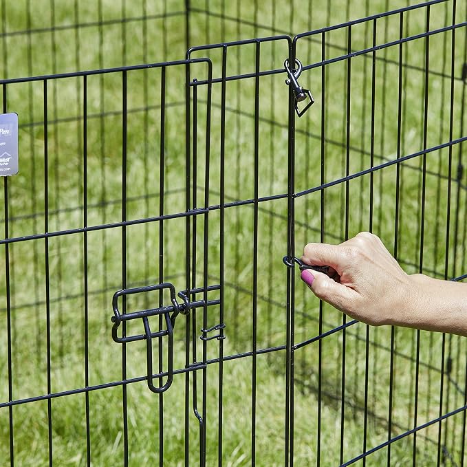MidWest Homes for Pets 48-Inch Exercise Pen, for Indoor and Outdoor Use, 16 Sq Feet of Play, Single Door Folding Dog Pen, with Large Door Opening & Secure Latch, Easy to Set Up, Foldable Dog Playpen