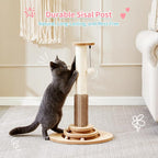 Made4Pets Cat Scratching Post for Indoor Cats with Self Groomer, 23" | Cat Scratcher with Natural Sisal Rope, Stable Base and Interactive Ball Track, Cat Toys for Kittens and Small Indoor Cats
