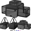 Top and 2 Sides Expandable Cat Carrier 18x11x11, TSA Airline Approved Dog Carriers for Small Dogs, Soft-Sided Pet Carrier with Self-Locking Zippers for Kitten,Rabbit, Puppy, Guinea Pig Black
