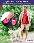 Emperor Pets Pink Heavy Duty Retractable Dog Leash 26 ft – Tangle-Free Nylon Tape, Anti-Slip Grip, Reflective – Retractable Leash for Medium Large Dogs up to 110 lbs -Classic-PK26