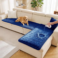 FUANGUI 2 Pack Waterproof Couch Cover for Dogs Pets Sofa Protector | Non-Slip Washable Fuzzy Soft Sofa Slipcover for 2 PCS L Shaped Sofa Pet Friendly, 27.6" x 70.9"+27.6" x 82.7", Navy Blue