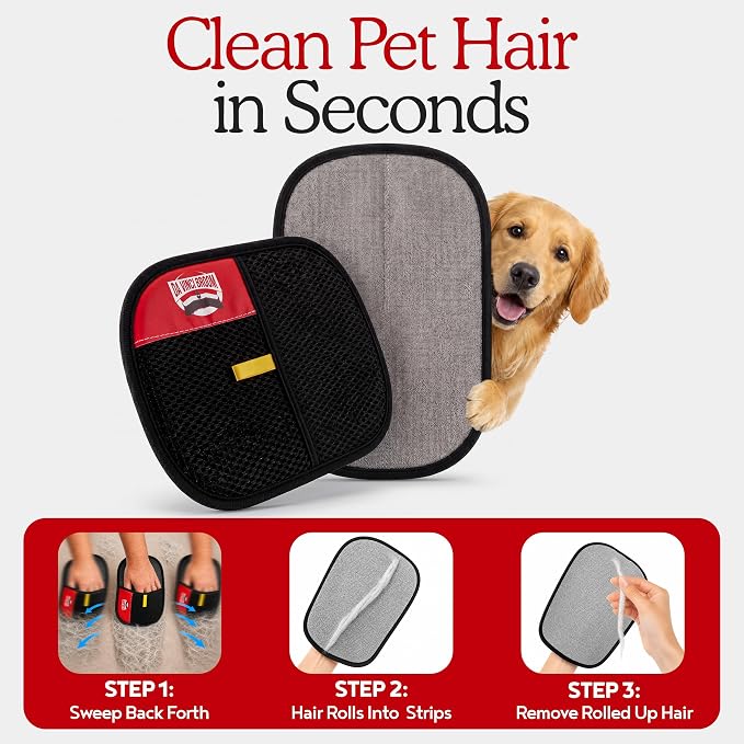Da Vinci Pet Hair Removal Gloves, Reusable Electrostatic Mitt | Remover for furniture, clothing, bedding, car seats and carpets, grooming mitt for dogs and cats, machine washable