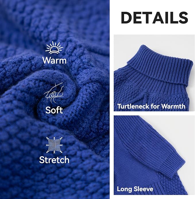 cyeollo Dog Sweater Long Sleeve Knitted Turtleneck Pullover Warm Clothes | Ultra Soft Warm Knit, Full Coverage, 4-Way Stretch for Easy Movement, Easy On & Off, Winter Daily Wear for Small Dogs