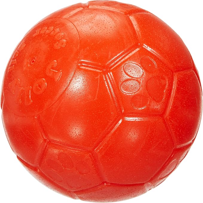 Jolly Pets Large Soccer Ball Floating-Bouncing Dog Toy, 8 inch Diameter, Orange | Large 8 inch durable dog soccer ball for dogs 60 to 90 lbs, won't deflate when punctured, floats for water play, made in USA