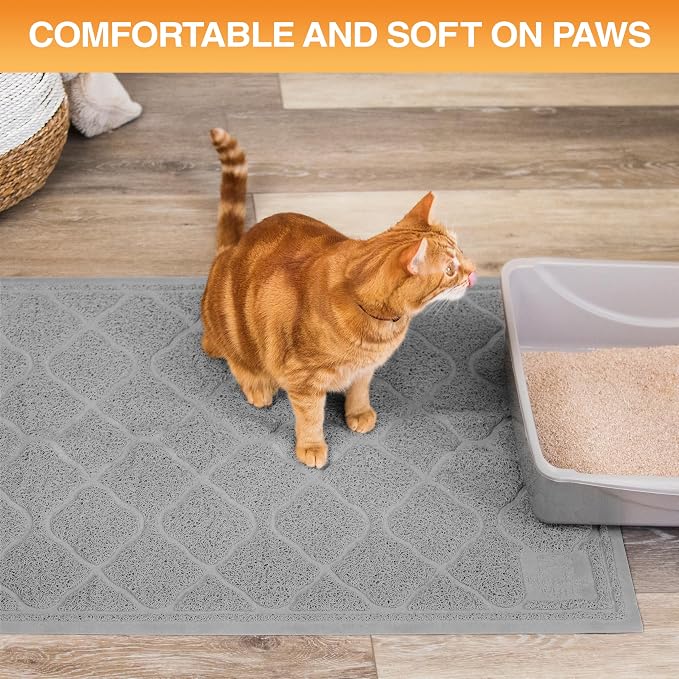 Neater Pets Neater Mat Cat Litter Mat, Thick & Durable Cat Mat for Litter Box, Trapper Pad Catches Mess to Protect Indoor Floors, Soft on Kitty Paws, Anti-Skid Grip Backing, Easy to Clean, Grey