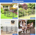 ADAVIN Tall Garden Fence, 48 in(H) 10 Panels Heavy Duty Iron Metal Animal Barrier Fence, Indoor or Outdoor Dog Playpen, Temporary Fence, No Dig Garden Border Fencing for Yard, Total 22.1 FT(L),Black