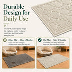 Yimobra Cat Litter Mat, Easy Clean Trapping PVC Mat, 35.4" x 23.6", Waterproof Backing, Non Slip Bottom, Scatter Control Pad for Litter Box, Beige