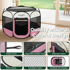 Love's cabin Pet Puppy Dog Playpen, Medium Dog Tent Crates Cage Indoor/Outdoor, Portable Playpen for Cat, Foldable Pop Up Dog Kennel Playpen with Carring Case, Removable Zipper Top, Light Pink