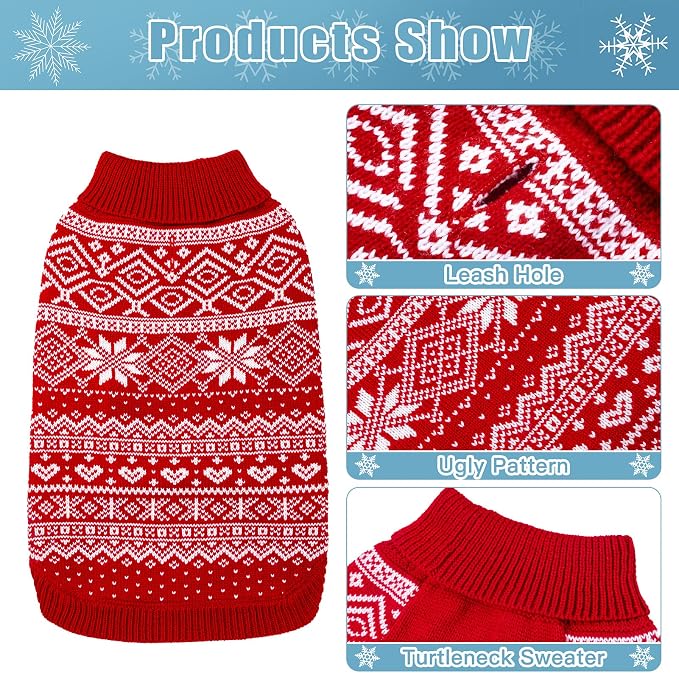HOMIMP Dog Sweater Argyle - Warm Sweater Winter Clothes Puppy Soft Coat, Ugly Dog Sweater for Small Medium and Large Dogs, Pet Clothing Boy Girl