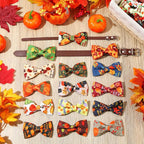60 Pcs Thanksgiving Dog Collar Bow Ties Bulk Fall Dog Detachable Attachment Puppy Bows for Small Medium Large Cat Grooming Supplies