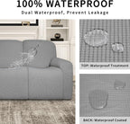 Easy-Going 100% Dual Waterproof Recliner Loveseat Cover, 6-Pieces Stretch Relining Sofa Cover with Pocket, Jacquard 2 Seat Sofa Slipcover Leakproof Washable (Loveseat, Light Gray)