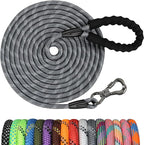 NTR Heavy Duty Dog Leash, 15FT Training Leash with Swivel Lockable Hook, Padded Handle and Highly Reflective Threads, Dog Lead for Walking, Hunting, Camping, Backyard for Small Medium Large Dog, Grey