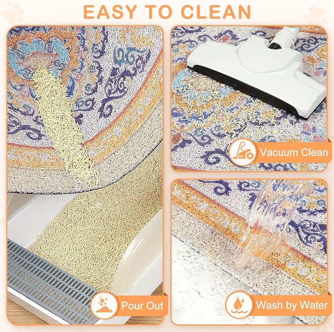 Unicorn Catcher 33"x22" Cat Litter Mat Non-Slip Washable Litter Box Mat | High-Density PVC Litter Catcher Mat Efficiently Traps Scattered Litter From Paws To Keep Floors Clean