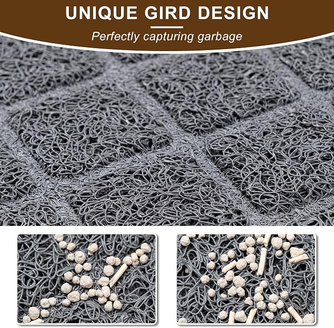 Cat Litter Box Mat,24 x 35 In,Trapping Mat Premium Durable PVC Pad,Black | Easy to Clean，Non-Slip，Urine Waterproof
