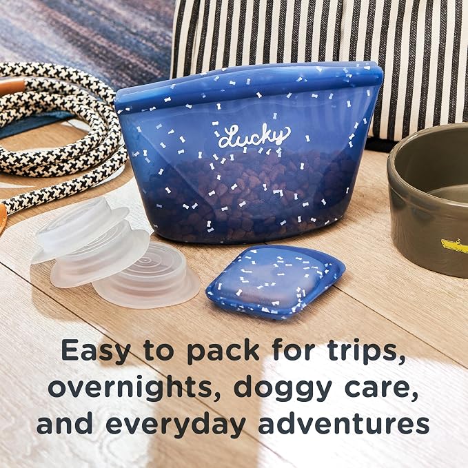 Stasher Reusable Silicone Dog Food Container and Travel Treat Bag, 4-Cup | Food Safe Silicone, Airtight Seal, Leak-Free, Freezer, Dishwasher, Dog Travel Accessories, Food Travel Container, Dog Treats
