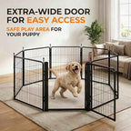 32 Inch Dog Playpen, 8-Panel Metal Pet Exercise Pen with Door, Foldable Indoor Outdoor Dog Fence for Medium Dogs, Black (Black, 32inch)