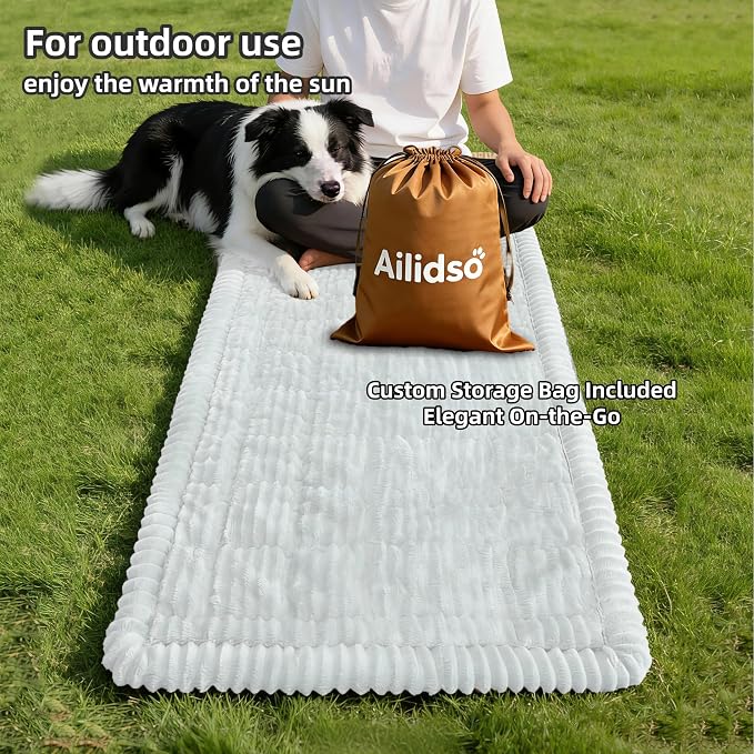 Dog Car Seat Cover, Pet Couch Covers for Car and Sofa,Non-Slip Backseat Pet Bed Mat, Machine Washable, Soft Plush Travel Seat Protector with Storage Bag (White,23.6''×70'')