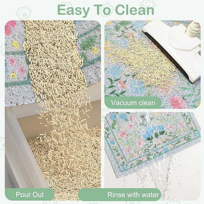 Glittme Cat Litter Mat, 33"x22" Non-Slip Washable Trapping Mat for Cats | Litter Trapping Mat With Thick PVC Coil To Catch Scatter, Soft On Paws And Waterproof Bottom To Protect Floors